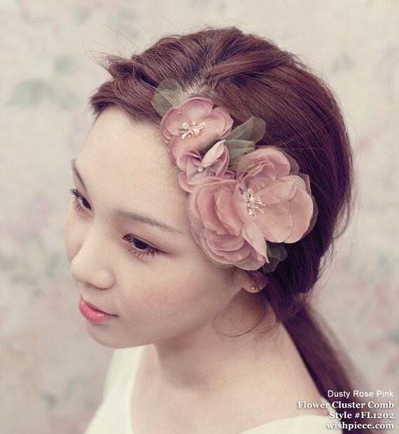 Pink Braut Haar Blume - Dusty Rose Hochzeit Fascinator - Hochzeit Headpiece ...