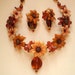 Autumn Chrysanthemum necklace - Chrysanthemum earrings - Amber jewelry