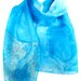 Blue Silk Scarves. Hand Painted Long Silk Scarf. Women Blue Silk Scarf. Silver Luxury Scarf. 10x60 in. (25x150 cm). Ready to Ship.