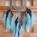 Turquoise Suede Dream Catcher with Turquoise Marabou & Rooster Saddle Feathers