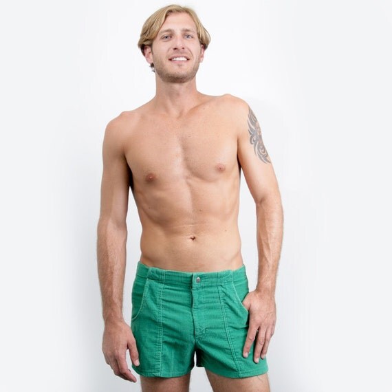 Vintage Retro 1970s OP Grass Green Kelly Green Corduroy