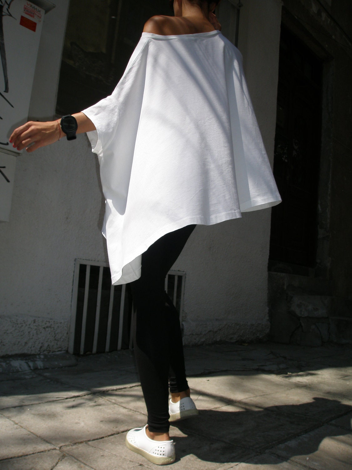 white oversized top