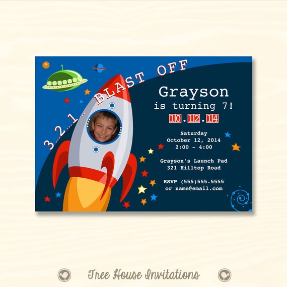 Rocket Ship Birthday Invitations 3