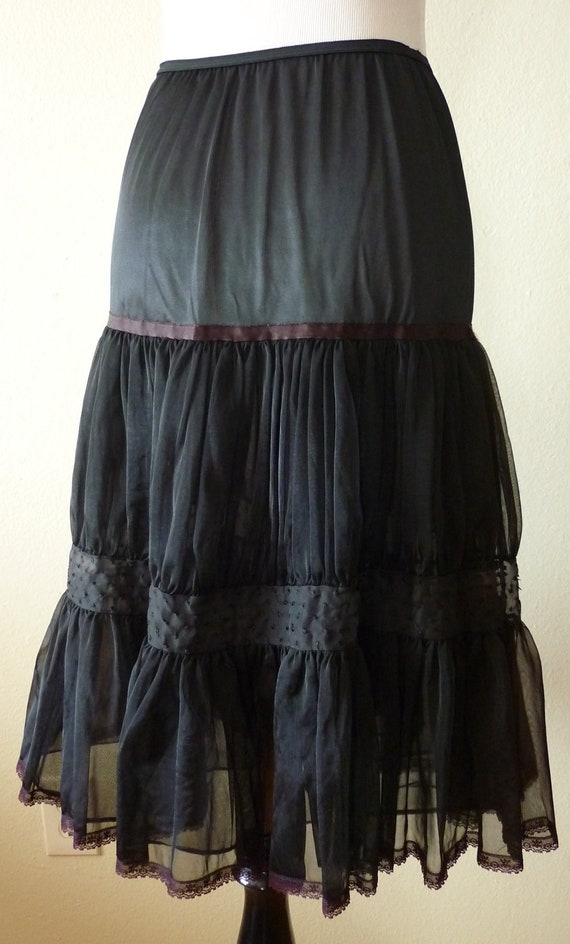 Beautiful 1950's Black Nylon Petticoat by Newform in size