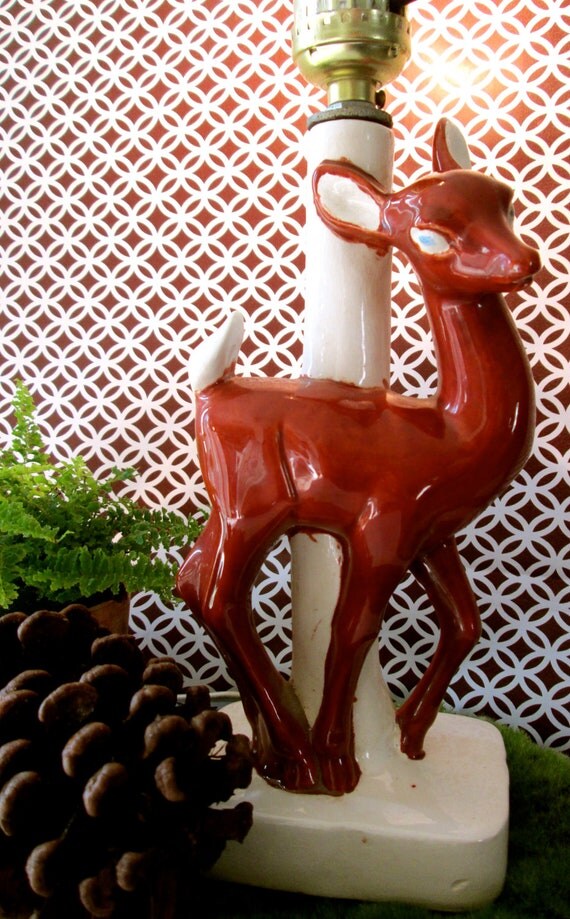 1950s Deer lamp Vintage lighting Table lamp Forest Animals