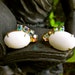 White milk glass earrings clip on AB rhinestone vintage wedding jewelry Mothers Day Gift Collectable mad men