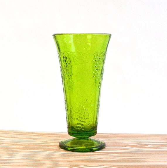 Olive Green Glass Vintage Vase By Ollyoxes On Etsy
