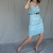 1950's Soft & Sexy Blue Nylon Peek a Boo Lace Full Slip by Vanity Fair size Large 39' x 30" x 43"