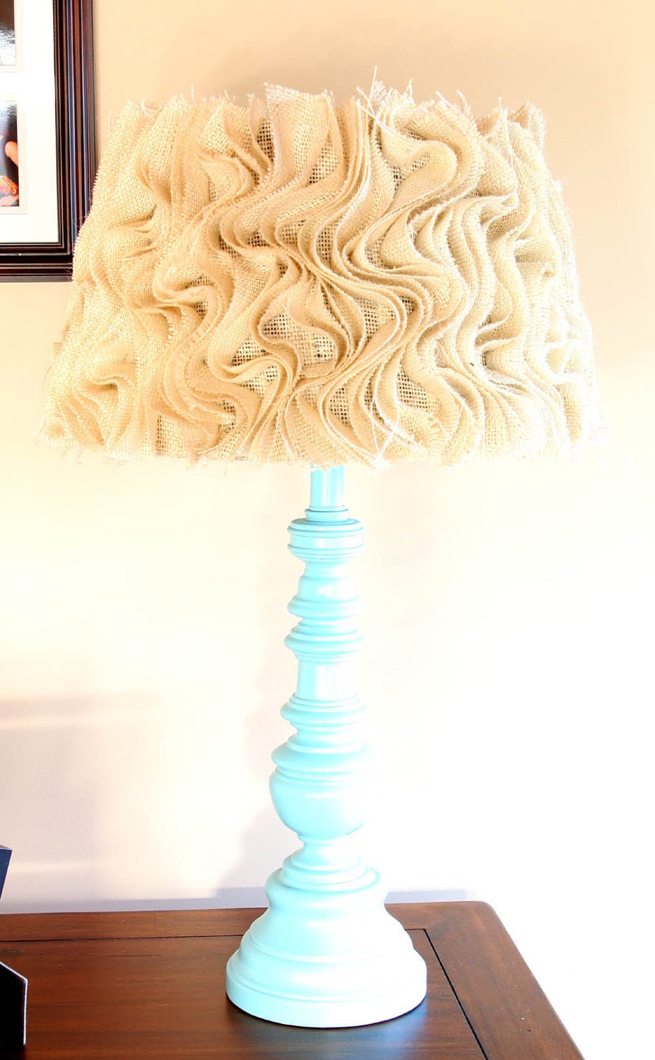 Large Burlap Lamp Shade Ruffle Burlap Lampshade Upcycled