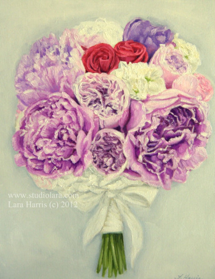 Custom Wedding Bouquet Painting in OIL by by LaraHarrisWeddings