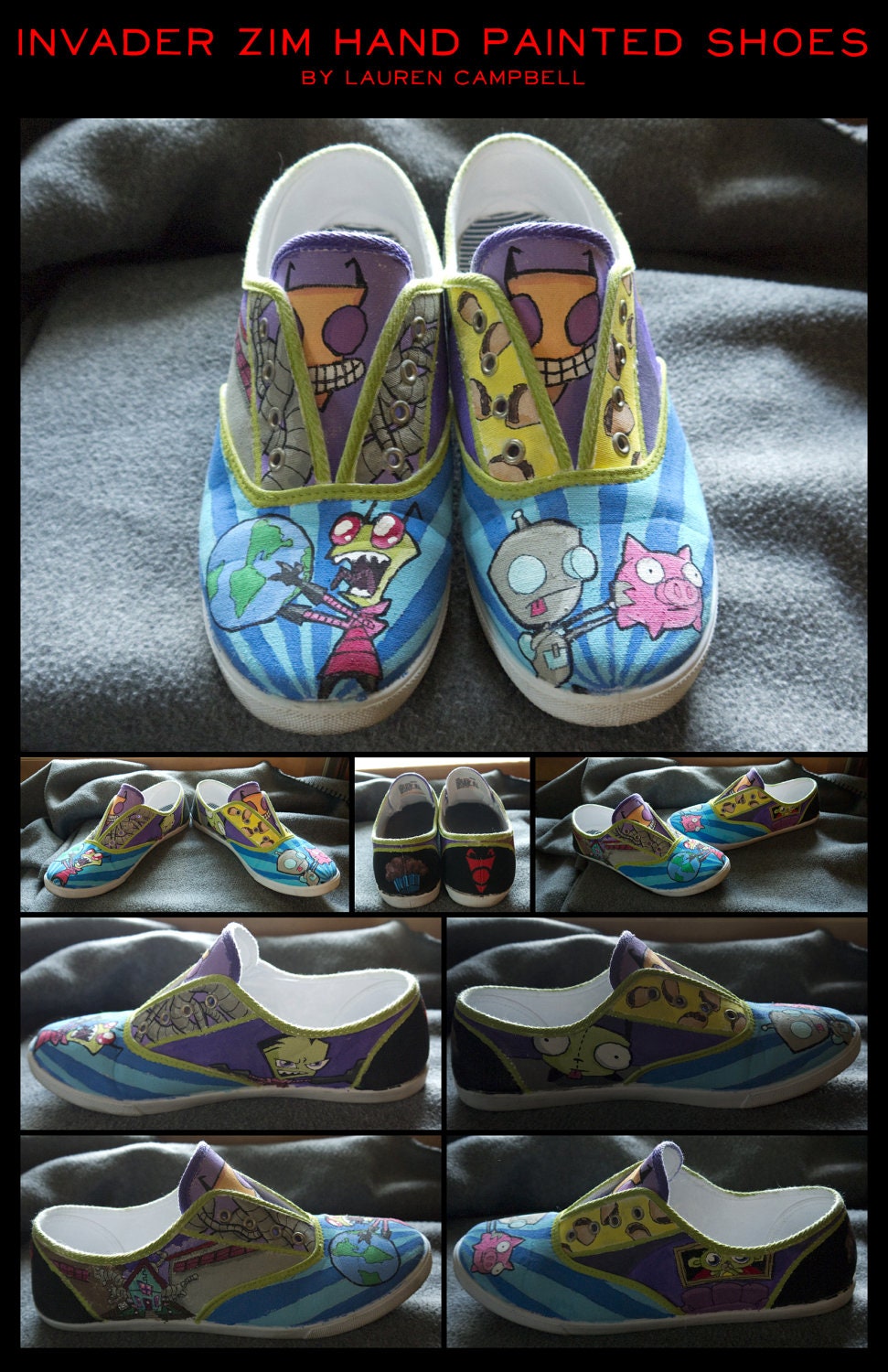 Invader Zim Painted Shoes Custom