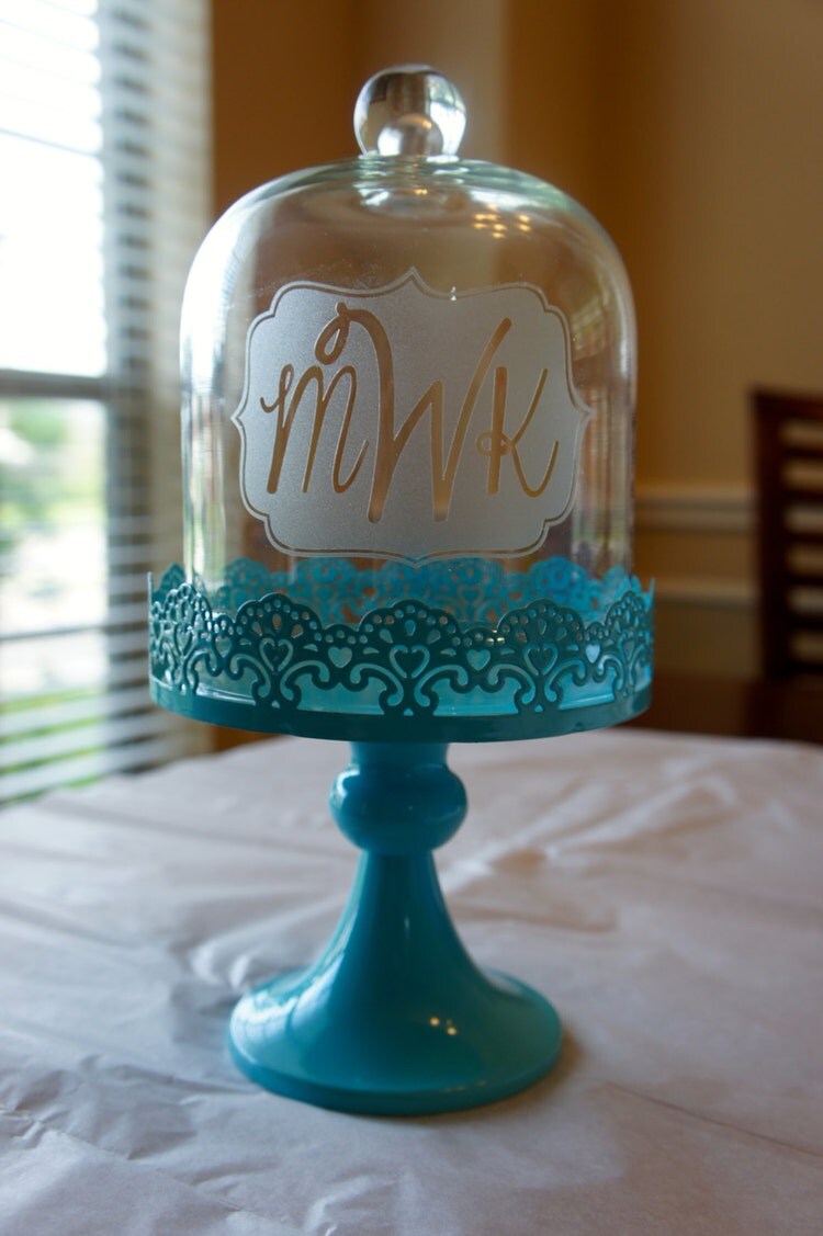 Personalized Cake Stand with Glass Dome by KirosityGifts on Etsy