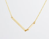 Items similar to Double Bar Asymmetrical necklace - 2 gold bars chevron ...