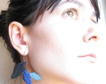 LEAVES Earrings MicroMacramé Elven Jewelry Textile ~ Bohemian Hippie Chic ~ Plant Botanical Yoga Zen Jewelry - il_214x170.398658350_hc6r