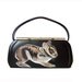Sale - Sumatran Striped Rabbit purse - one of a kind, handpainted by NYhop - vintage black vinyl 1950's painted handbag - vegan