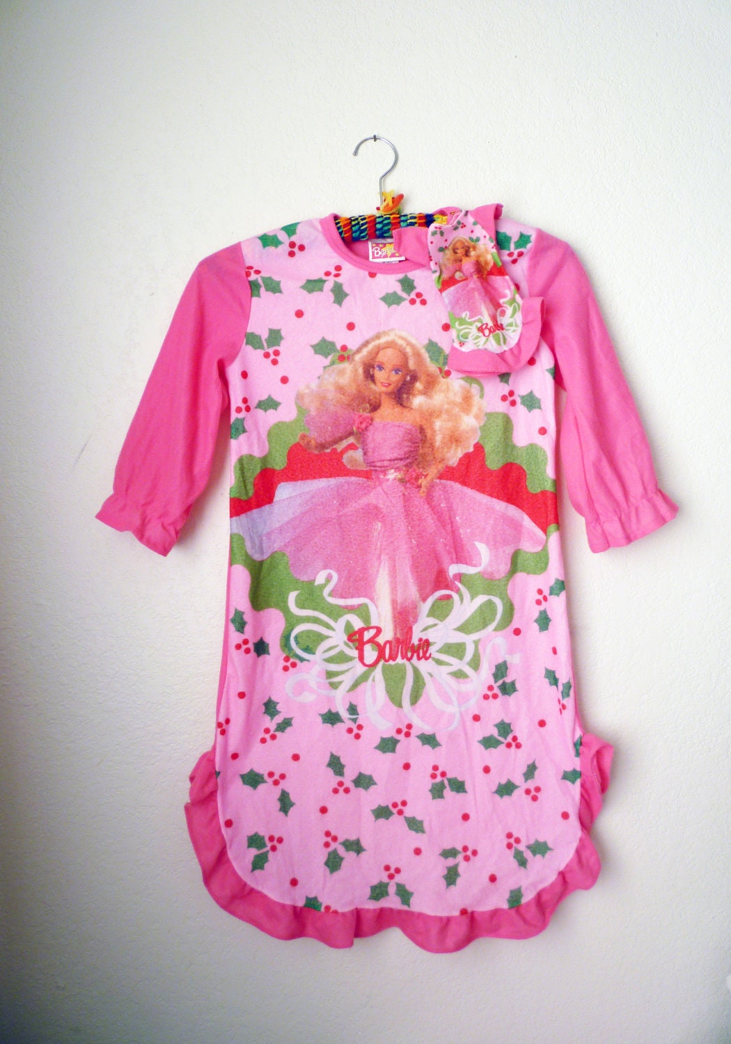 Vintage Holiday Barbie Nightgown Matching Doll Nightgown