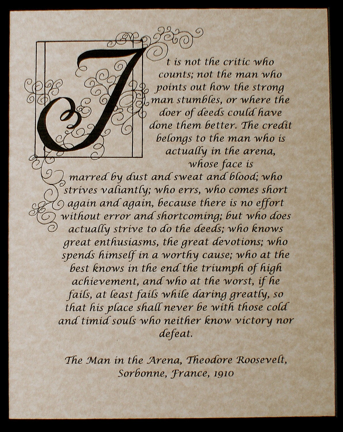 Print The Man in the Arena Quote by Theodore by ...