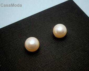 Pearl Earrings In Sterling Silver With 8mm Cream Pearls