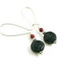 Black Earrings, Cinnabar & Red Coral Earrings, Black Cinnabar Earrings