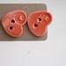handmade ceramic buttons, love hearts, light red, unique needlecraft supplies. set of 2.