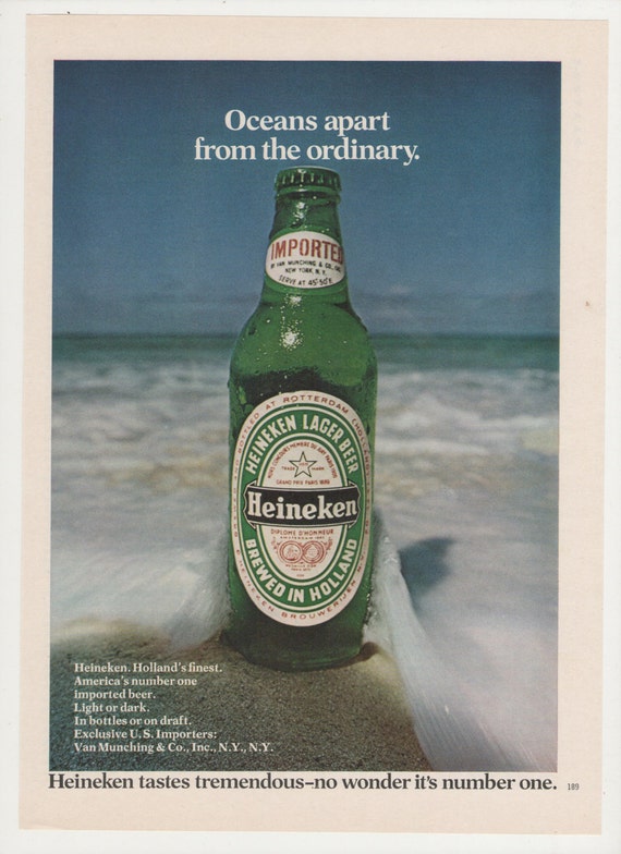 1974 Heineken Beer Ocean's Apart Advertisement