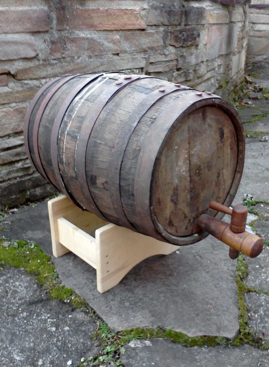 Vintage Keg Wine Cider Barrel with Tap and Stand