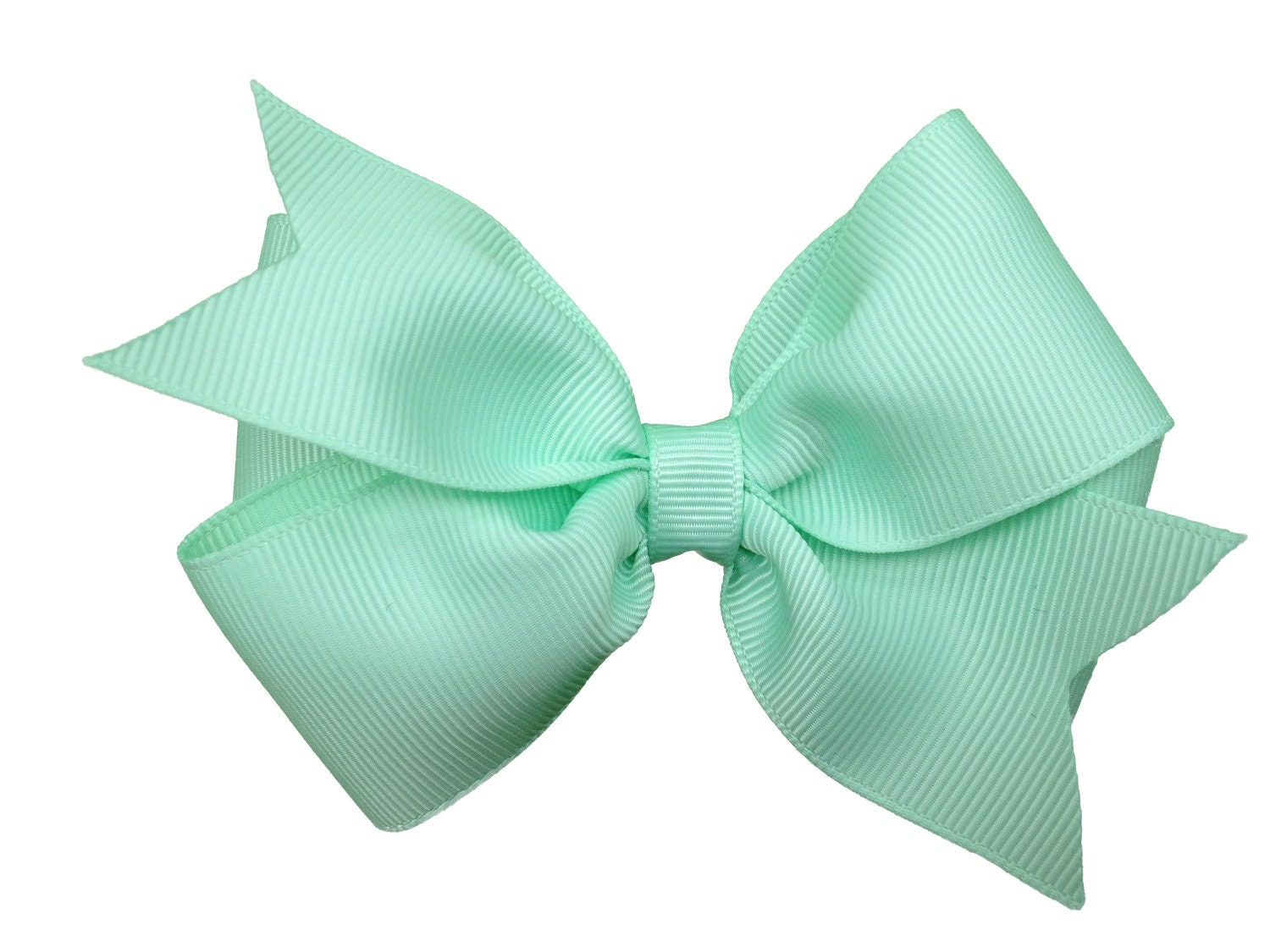 Pastel green hair bow light green bow 4 inch by BrownEyedBowtique