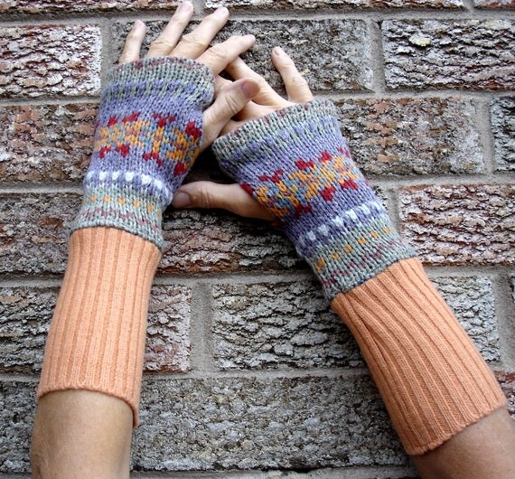 Arm warmers fingerless gloves are made from a by SewFreshAgain