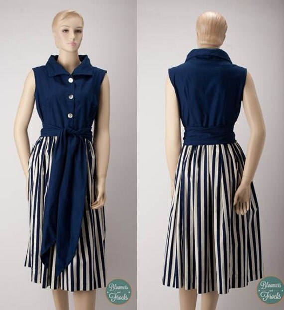  Reserved  Blue and White Shirtwaist Dress  by Junior Miss of