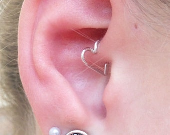 Heart Cartilage Earring - Ear Heart Jewelry, Daith, Rook, Tragus, Snug, Helix, Forward Helix