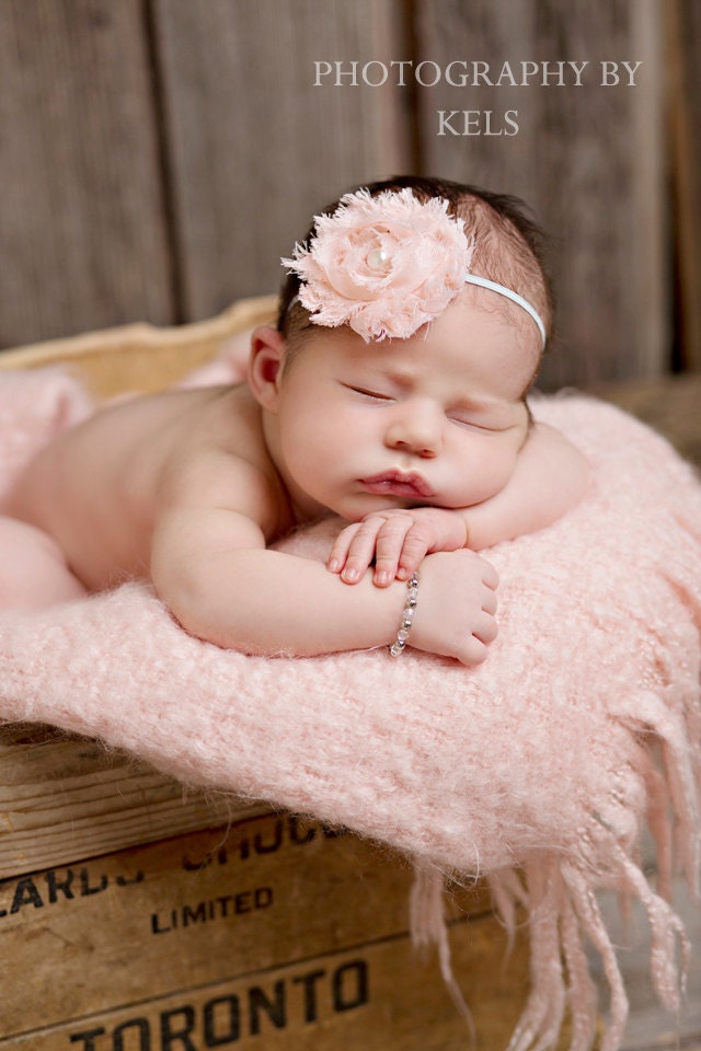 Baby Headband....Peach Baby Girl Headband....Infant