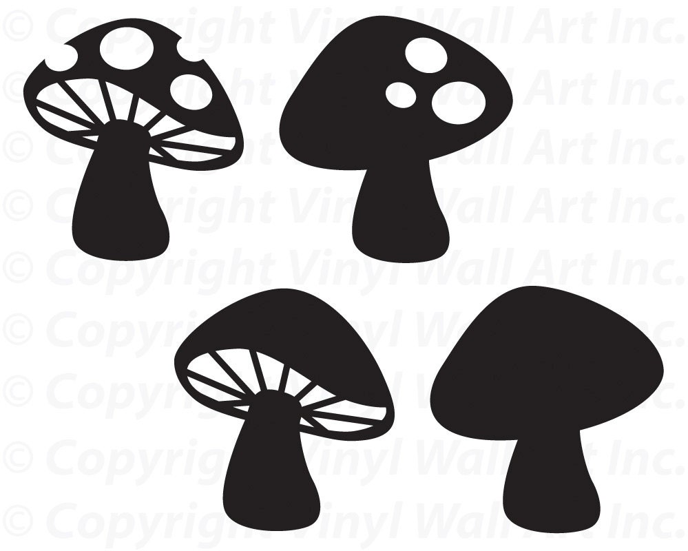 Woodland Mushrooms Set of 4 vinyl decals size SMALL