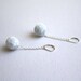 Felted Ball Earrings - Gray with White on Short Chain