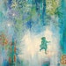 Running Girl, Original large abstract acrylic painting