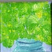 Lime Green Hydrangeas in Canning Jar original mini painting on Canvas with Easel