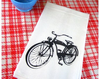 Retro Bicycle Kitchen Towels - Bike Tea Towel - CUTE Screen Print eco friendly gifts retro bikes gifts for him biking outdoors enthusiast