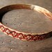 Vintage Floral Brass Bangle in Russet Red Patina with Single Hole Punch