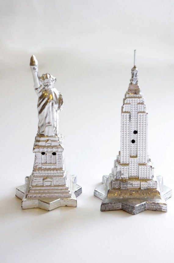 New York City Salt and Pepper Shakers Metal Empire by regansbrain