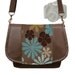 SLR Camera Bag Dslr Camera Bag Messenger Bag Vegan Brown Leather Cute Blue Daisy Chenille Tapestry Zipper Padded Deluxe (RTS)