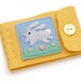 Kawaii Bunny Rabbit Needle Book, Golden Light Yellow Wool, Felt Pages, Hand Applique, Hand Embroidery, Sewing Accessory, Grey Rabbit