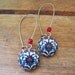 Islamic jewelry, Turkish jewelry, Iznik tile cabochon, handmade, Antique oxidized brass kidney wires, long dangle earrings