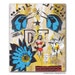 Bluejay Superhero Art, Bird Fireworks Panel Painting on Wood