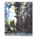 Golden Pale Blue Forest, Camping Panel Painting on Wood