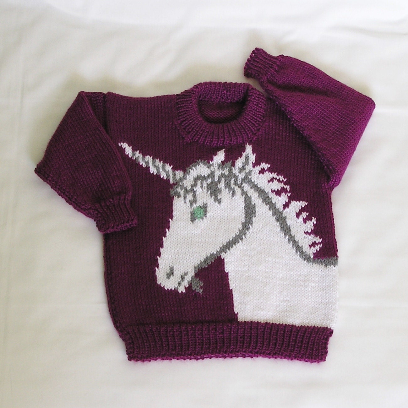 MADE TO ORDER Womens Unicorn Sweater Knitted. by knitwit4ever