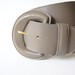 Wide Leather Belt . Taupe . Covered Buckle . Curved S