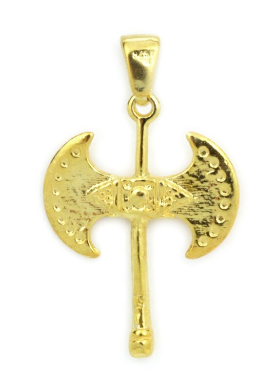 Hacha de doble Labrys minoico plata 24K / colgante chapado