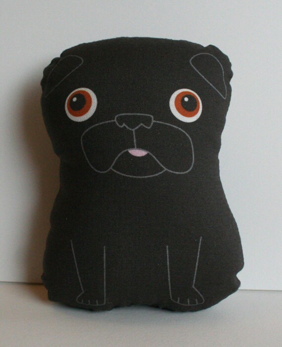 Buddy small black pug stuffed toy by mrwalters on Etsy