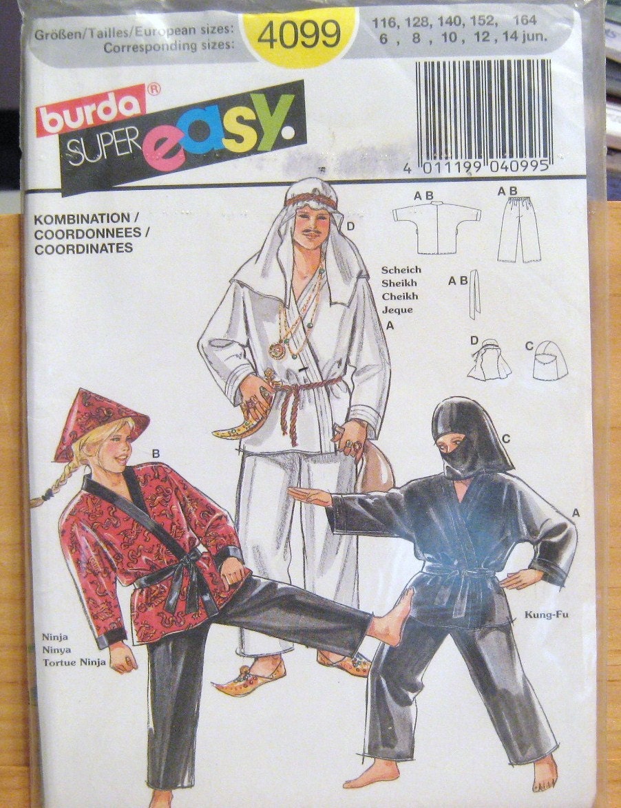 Ninja Scheikh Kung-Fu sewing pattern child sizes 6-14