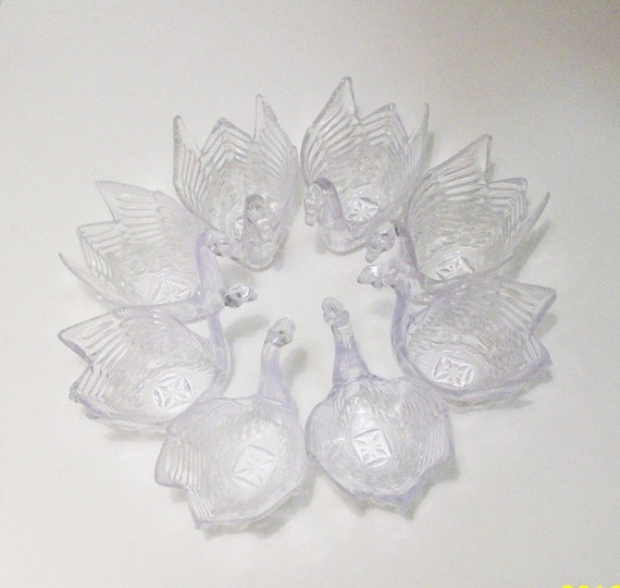 Swans Nut cups Eight Clear nut vintage plastic Of Swan  Plastic Cups, Lot