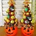 Pair of Vintage Halloween Jack o Lantern Bottle Brush Tree decorations